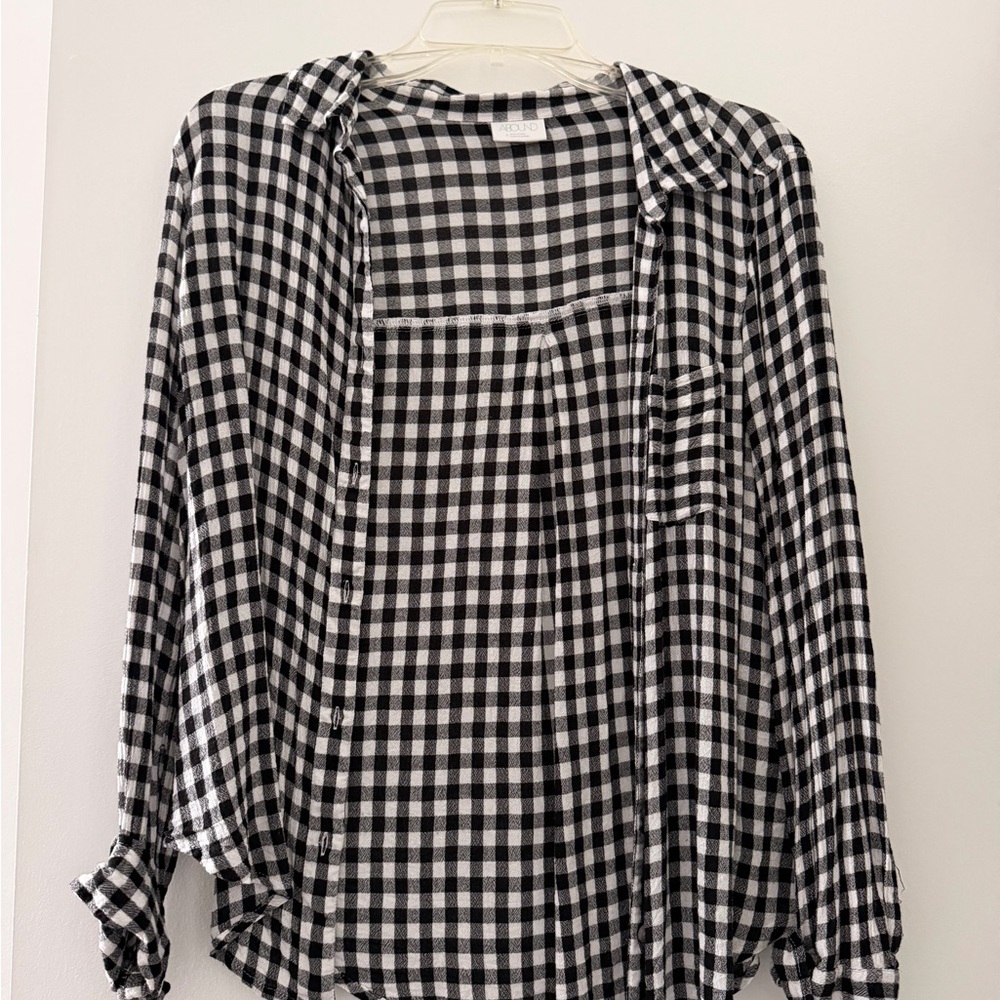 Abound Black and White Gingham Button-Down Shirt